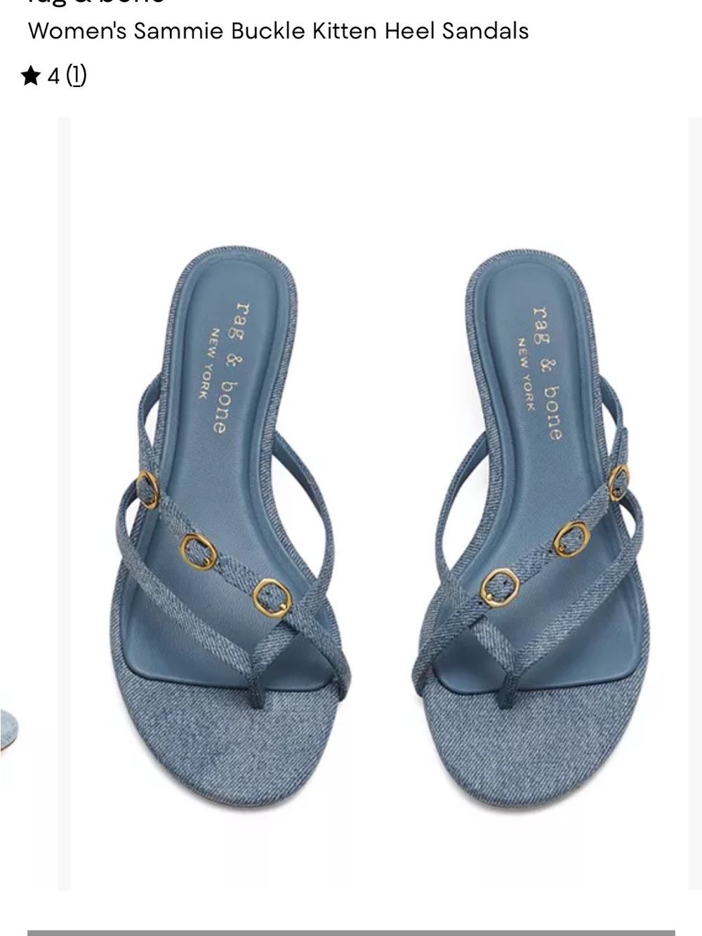 rag & bone Blue Strappy Buckle Kitten Heel Sandals